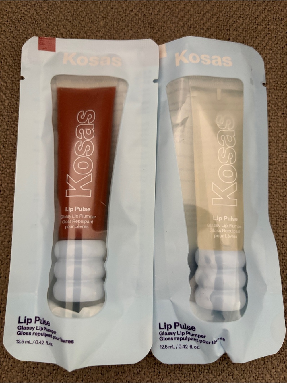 Kosas Lip Pulse Gloss Duo — Warm Brown & Clear
